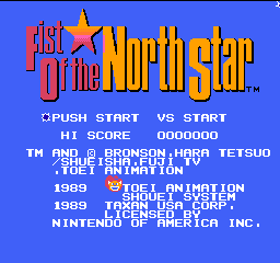Fist of the North Star (USA) Title Screen
